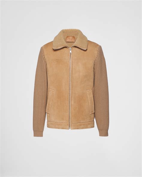 prada shearling coat blue|Camel/natural Shearling Coat .